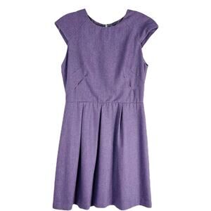 Esley purple lavender wool office A line midi dress medium